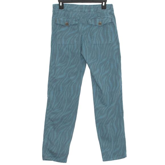 Anthropologie Pants The Wanderer Boho Gorpcore Linen Cargo Zebra Blue 26 JD - Picture 7 of 7